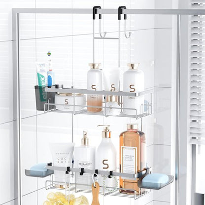 Aitatty Over The Door Shower Caddy - Rustproof Hanging Organizer for Easy Bathroom Storage | Chrome Finish