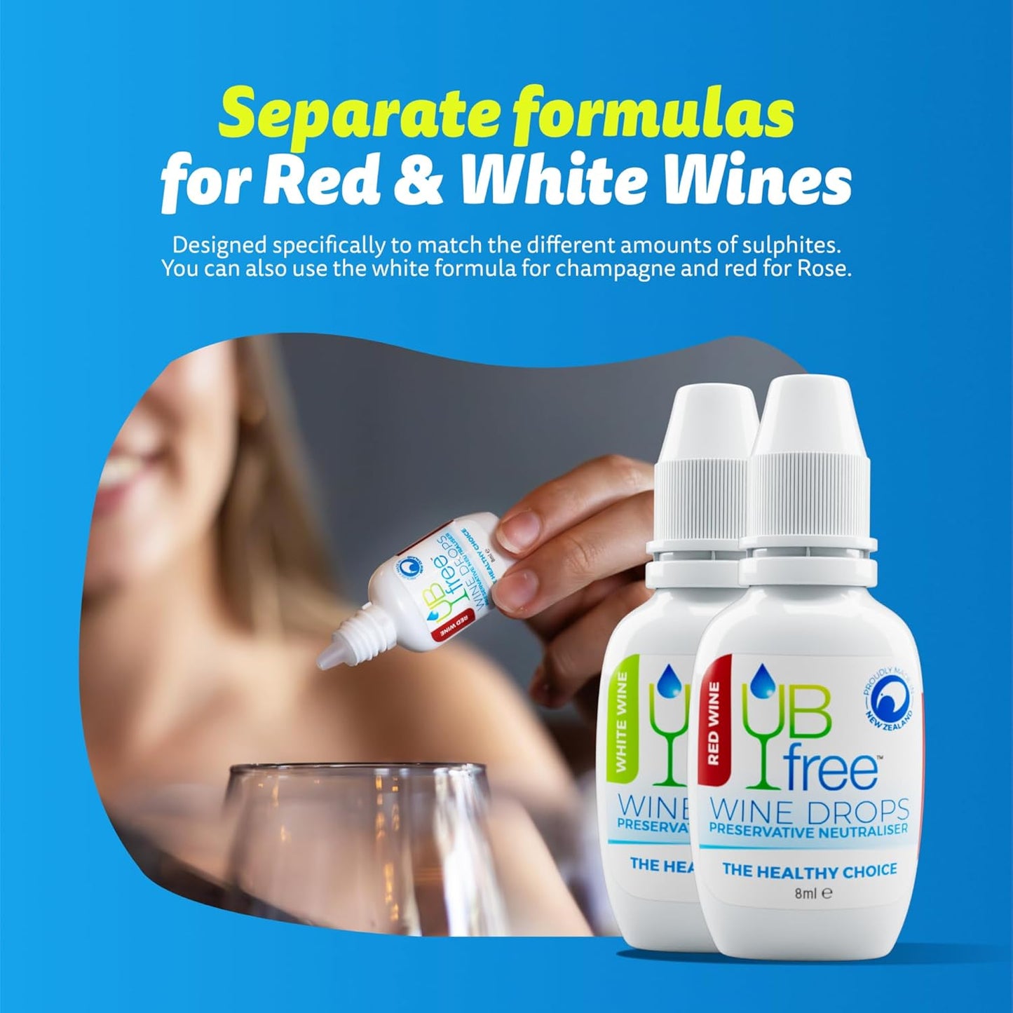 UBfree Wine Drops - 2pk Red & White - Removes Sulfites and Histamines from Red and White Wines | Naturally Eliminate Wine Headaches Sensitivities and Allergies | Odorless Tasteless | Discrete Portable