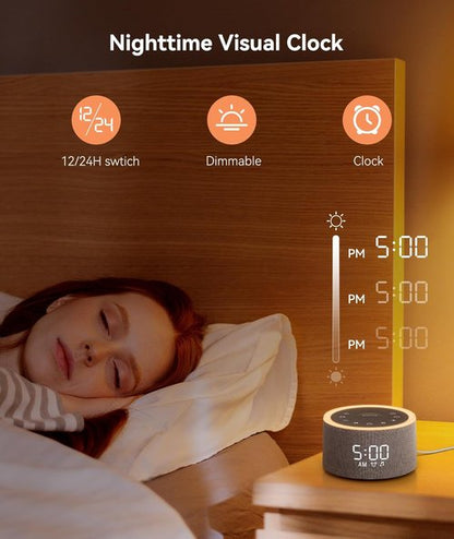 Dreamegg D1+ Sound Machine & Alarm Clock - 29 Soothing Sounds, Dimmable Night Light for Sleep & Relaxation