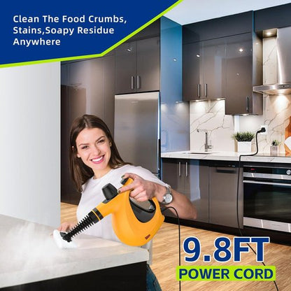 Handheld Pressurized Multi-Surface Steam Cleaner, Ease of Cleaning 100% Chemical-Free Steam Cleaner for Home with 11pcs Accessories, Portable Steamer for Deep Cleaning Tile, Grout, Window, Couch,Car