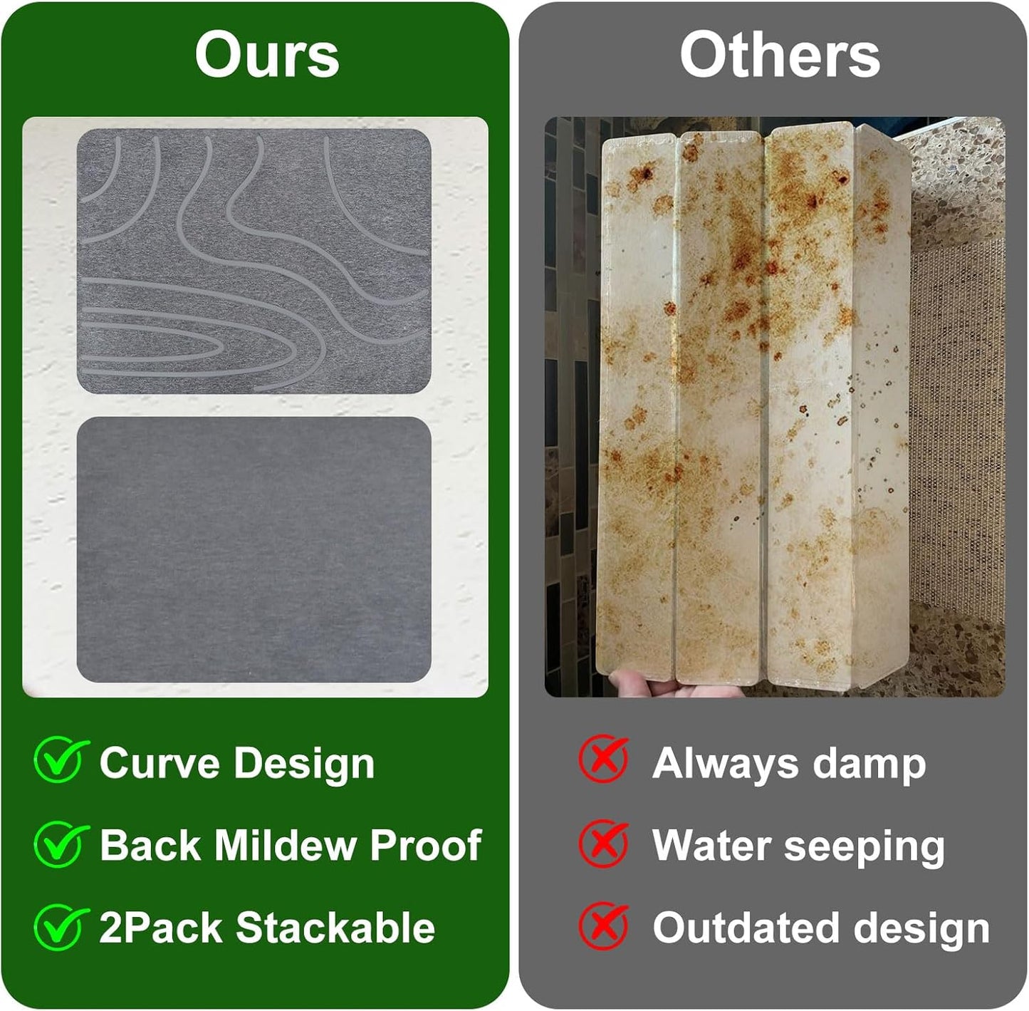 Stone Drying Mat - 2 Pack 16''x12'' Double-Sided Diatomaceous Earth | Quick Drying, No Moisture Residue