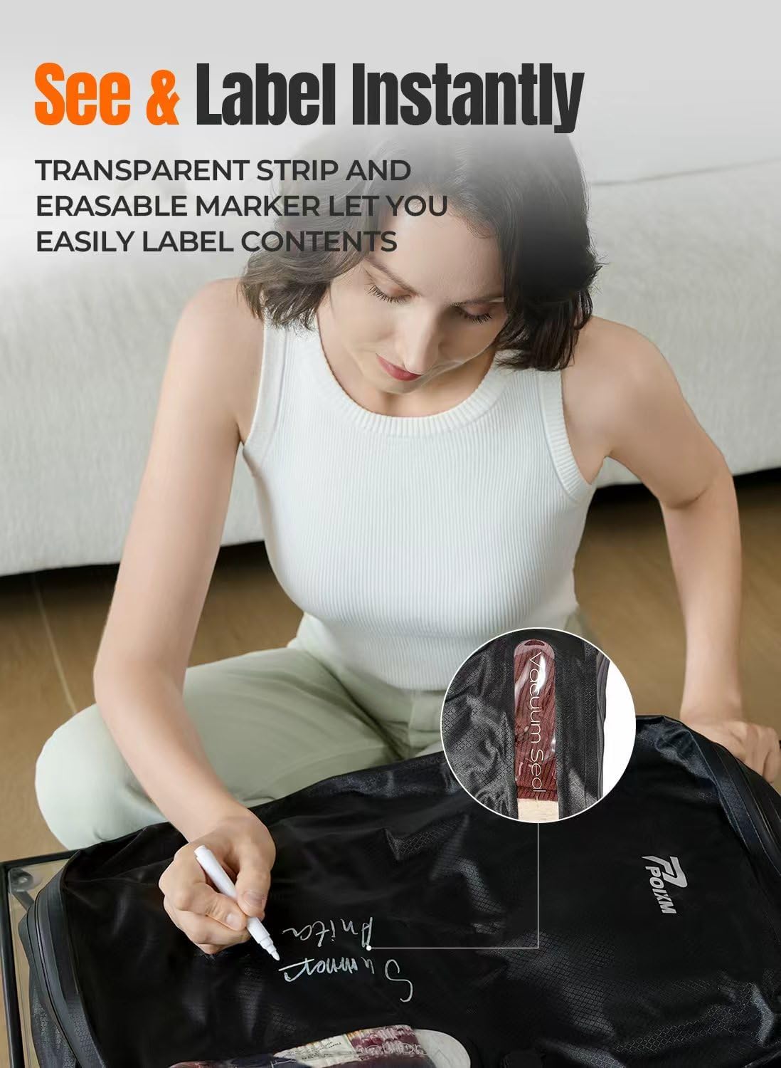 Skiennix Vacuum Bags for Travel - Reusable Compression Bags with Wireless Pump | 180° Open Zipper, IP67 Waterproof (3 Pack)
