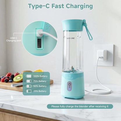 COKUNST Portable Blender - USB-C Rechargeable Personal Smoothie Maker | Compact 18oz Juicer Cup in Green
