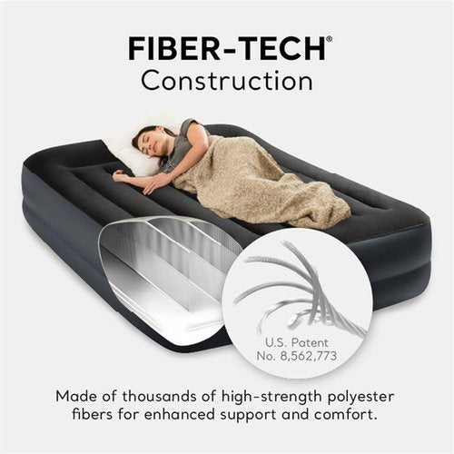 Intex Air Mattress - Dura-Beam Plus Pillow Rest with Built-In Electric Pump | Queen Size, 16.5in Height, 600lb Capacity