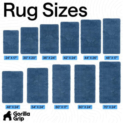 GORILLA GRIP Bath Rug Mat 48x17, Thick Soft Absorbent Chenille, Quick Dry Microfiber Mats, Rubber Backing Washable Shower Floor Rugs, Bathmat Runner, US Designed Bathroom Home Decor Accessories Blue