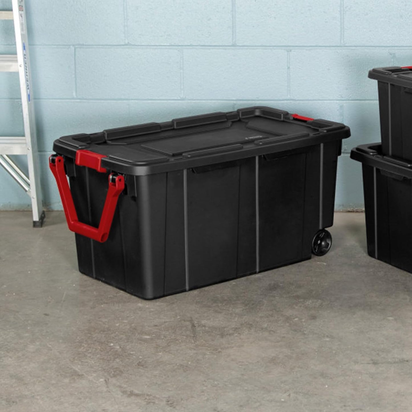 Sterilite Wheeled Tote - Durable 40 Gallon Storage Container in Black | Ideal for Organizing