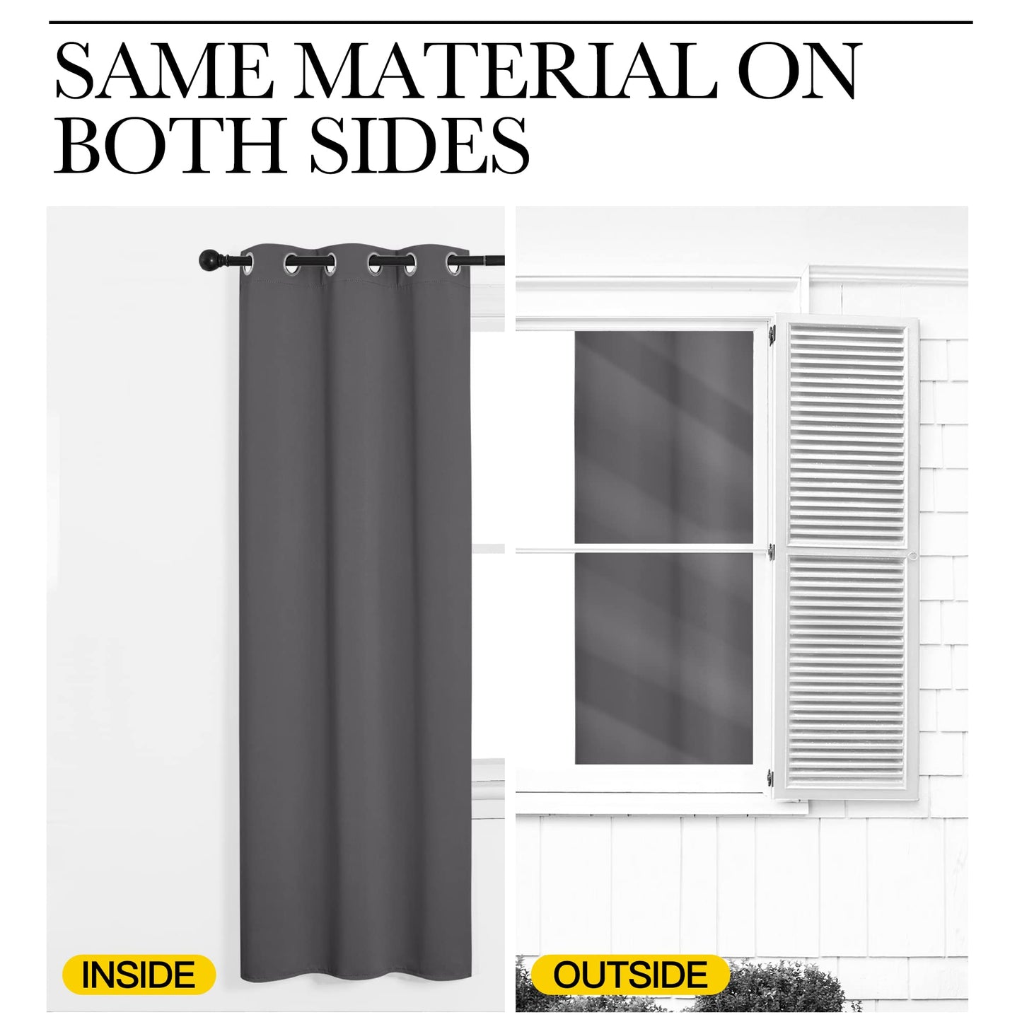 NICETOWN Bedroom Blackout Curtains Panels - Triple Weave Energy Saving Thermal Insulated Solid Grommet Blackout Draperies for Patio (1 Pair, 55 inches by 90 Inch, Grey)