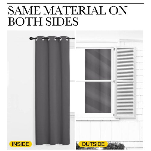NICETOWN Bedroom Blackout Curtains Panels - Triple Weave Energy Saving Thermal Insulated Solid Grommet Blackout Draperies for Patio (1 Pair, 55 inches by 96 Inch, Grey)