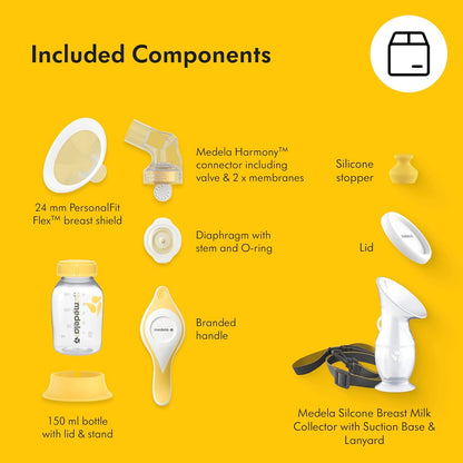 Medela Harmony Manual Breast Pump Bundle - Perfect Pair with Silicone Breast Milk Collector | Lightweight & BPA-Free