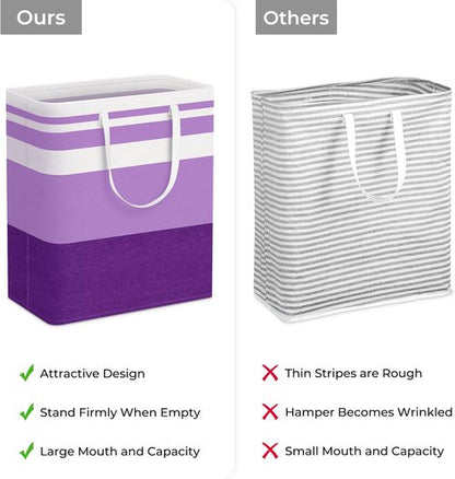 HomeHacks Large Waterproof Laundry Baskets - Collapsible Hampers with Reinforced Handles | 100L Each, Purple