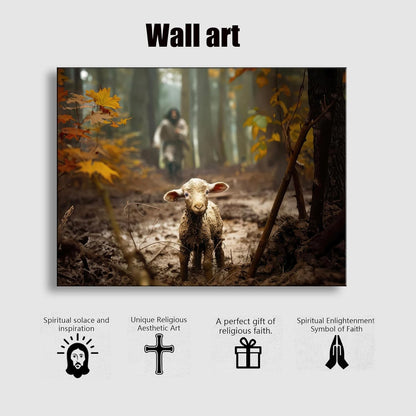 Ploceiny Extra Large Christian Wall Art - Jesus and Lamb Canvas Print | 45" x 30" Home Decor