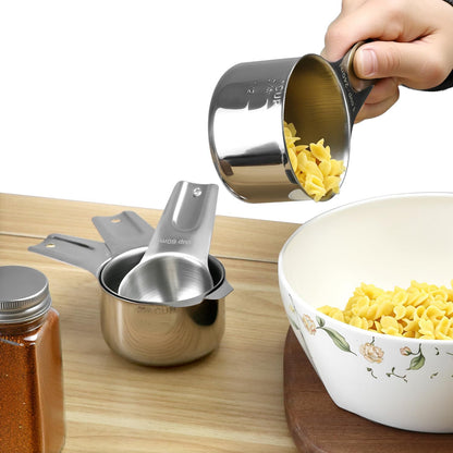 QWORK Stainless Steel Measuring Cups - Set of 7 Nesting Kitchen Tools for Cooking & Baking
