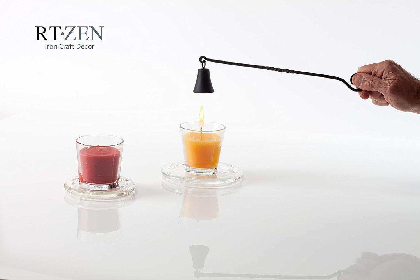 RTZEN Antique Bell Candle Snuffer - Handcrafted Wrought Iron Extinguisher with Long Handle | Unique Black Matte Decor Gift