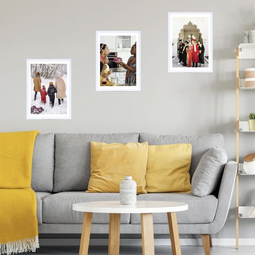 JCJMY 12x16 Picture Frame White with 10x14 Mat for 30 x 40cm Diamond Art Painting, Display Photo 10 x 14 with Mat or 12 x 16 Without Mat, Wall Hanging Large 30x40 Frame with Durable Plexiglass, White