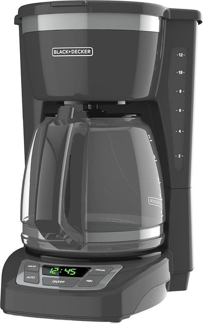 BLACK+DECKER™ 12-Cup Programmable Coffeemaker - Sleek Gray Design for Effortless Brewing