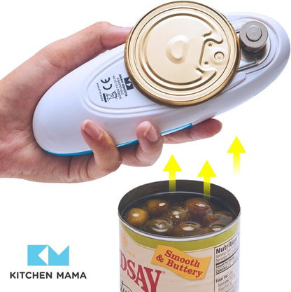Kitchen Mama Electric Can Opener - Automatic, Hands-Free, Smooth Edge | Battery Operated, Sky Blue