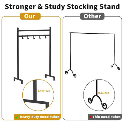 GloTika Christmas Stocking Holder Stand - 6-Hook Freestanding, Black (Variation: Black-6 Hooks)