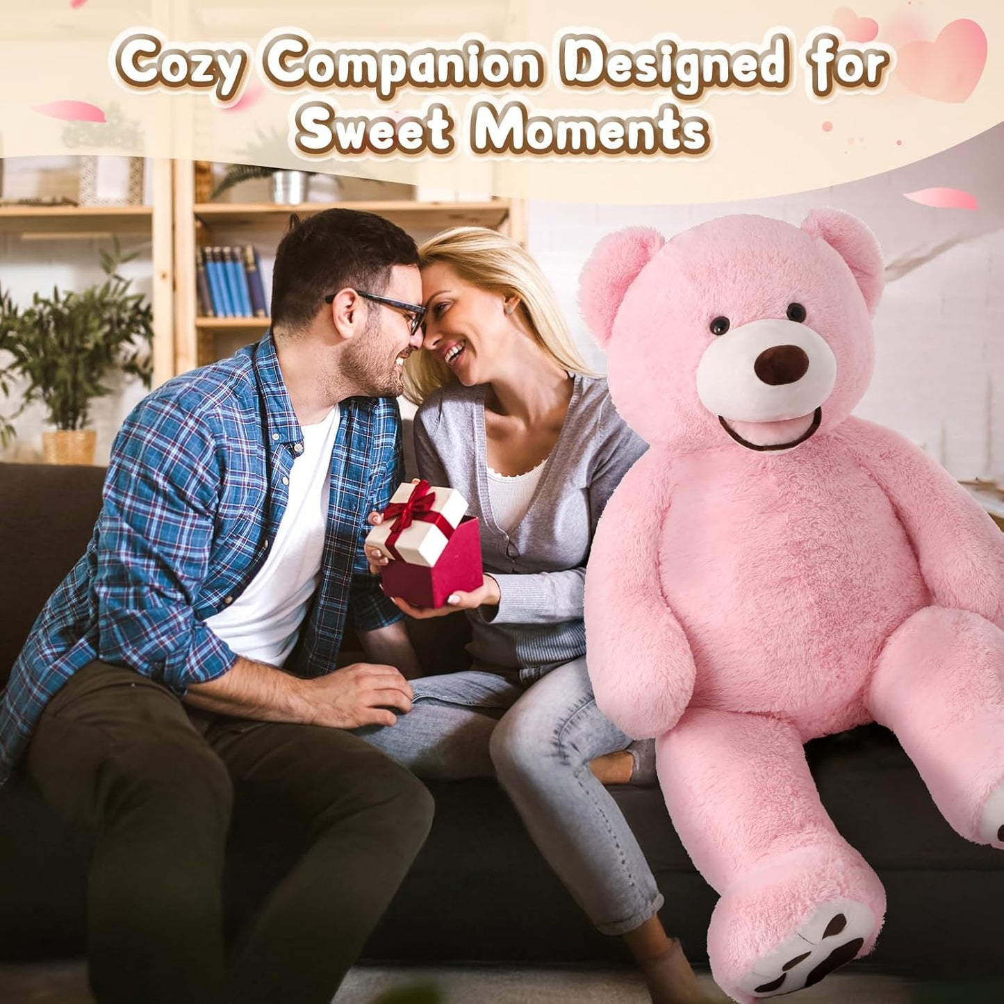MorisMos Giant Teddy Bear - 51-Inch Plush Stuffed Animal with Big Footprints | Perfect Gift in Pink