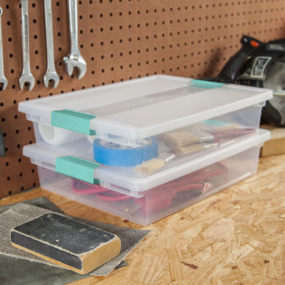 Sterilite 6-Pack Clip Box - Stackable Clear Plastic Bins with Latching Lids for Home & Office Organization