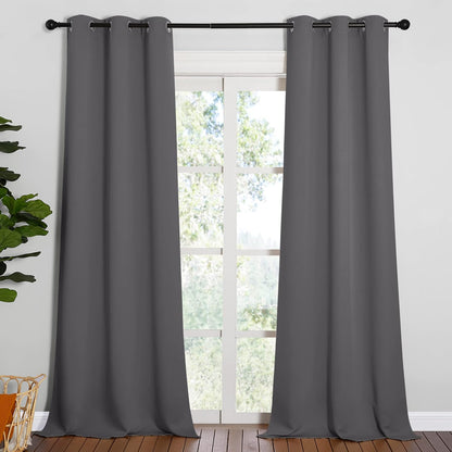 NICETOWN Thermal Insulated Blackout Curtains - Grommet Top Drapes for Hall | 2 Panels, Grey, W42 x L95