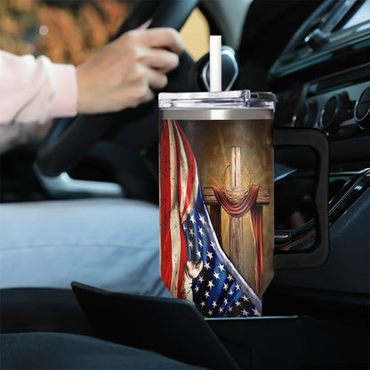 Christian Gifts for Men - God Gifts, Religious Gifts for Men - Fathers Day Gift Ideas for Dad - Birthday Gifts, Christmas Gifts for Him, Men, Boyfriend, Husband - Christian 40 oz Tumbler with Handle