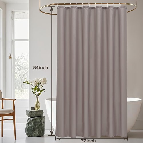AooHome Extra Long Shower Liner, Fabric Bathroom Curtain with Hooks for Hotel, Weigthed Hem, Water Repellent, 72 x 84 Inch, Chocolate