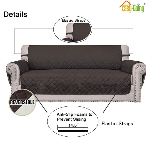Easy-Going Chair Sofa Slipcover Reversible Sofa Cover Water Resistant Couch Cover Furniture Protector Cover with Elastic Straps for Pets Kids Children Dog Cat (Chair, Chocolate/Ivory)