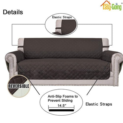 Easy-Going Reversible Oversized Couch Cover for 3 Cushion Couch Sofa Cover for Dogs Water Resistant Furniture Protector Cover with Foam Sticks for Pet (Oversized Sofa, Chocolate/Ivory)