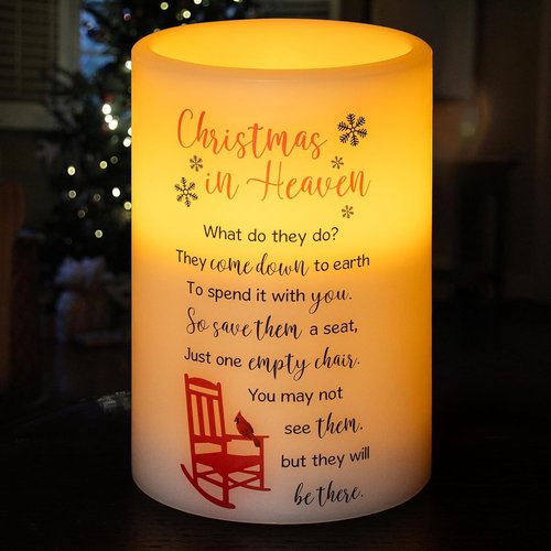 Flameless Memorial Candle - Real Wax LED Light with Timer | Sympathy Gift for Loss of Loved One (6" x 4")