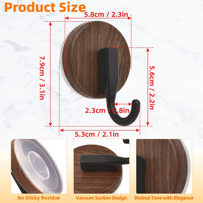 Upgraded Wreath Hanger by [Brand Name] - Suction Cup Hook for Doors & Windows | 2 Pack, Walnut Finish