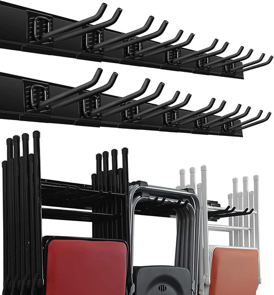 Wallmaster Garage Storage Organizer - Heavy-Duty Wall Mount Tool Rack with 12 Adjustable Hooks | 96-Inch Tracks, 900lb Capacity