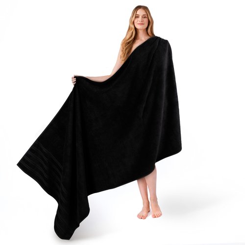 American Soft Linen 35x70 Jumbo Large Bath Towel, 600 GSM 100% Cotton Turkish Bath Sheet, Oversized Luxury Bath Towel for Bathroom Beach and Pool, Black