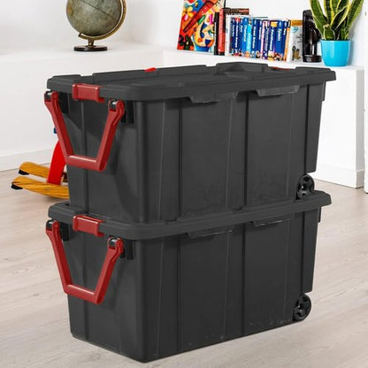 Heavy-Duty Storage Bins by [Brand Name] - 40 Gallon Plastic Totes with Secure Latching Buckles | Stackable 2-Pack