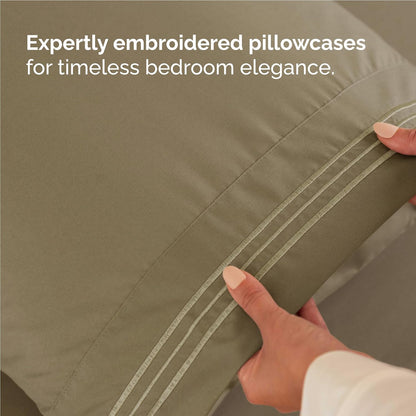 Skiennix Full Size 4-Piece Sheet Set - Ultra-Soft Cooling Bedding - Deep Pockets, Wrinkle-Free - Khaki