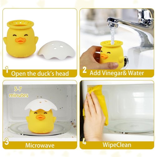 Duck Microwave Cleaner - Effortless Steam Cleaning with Vinegar & Water | Yellow Kitchen Gadget