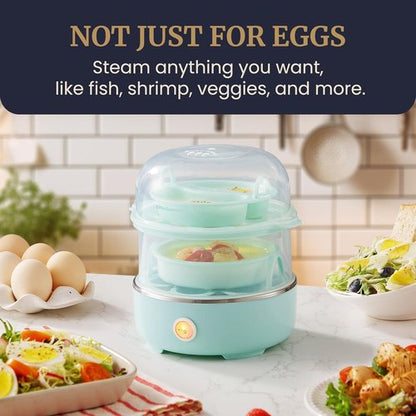 Elite Gourmet Easy Egg Cooker - Stainless Steel, Two-Tiered, 14-Egg Capacity, Auto Shut-Off | Mint