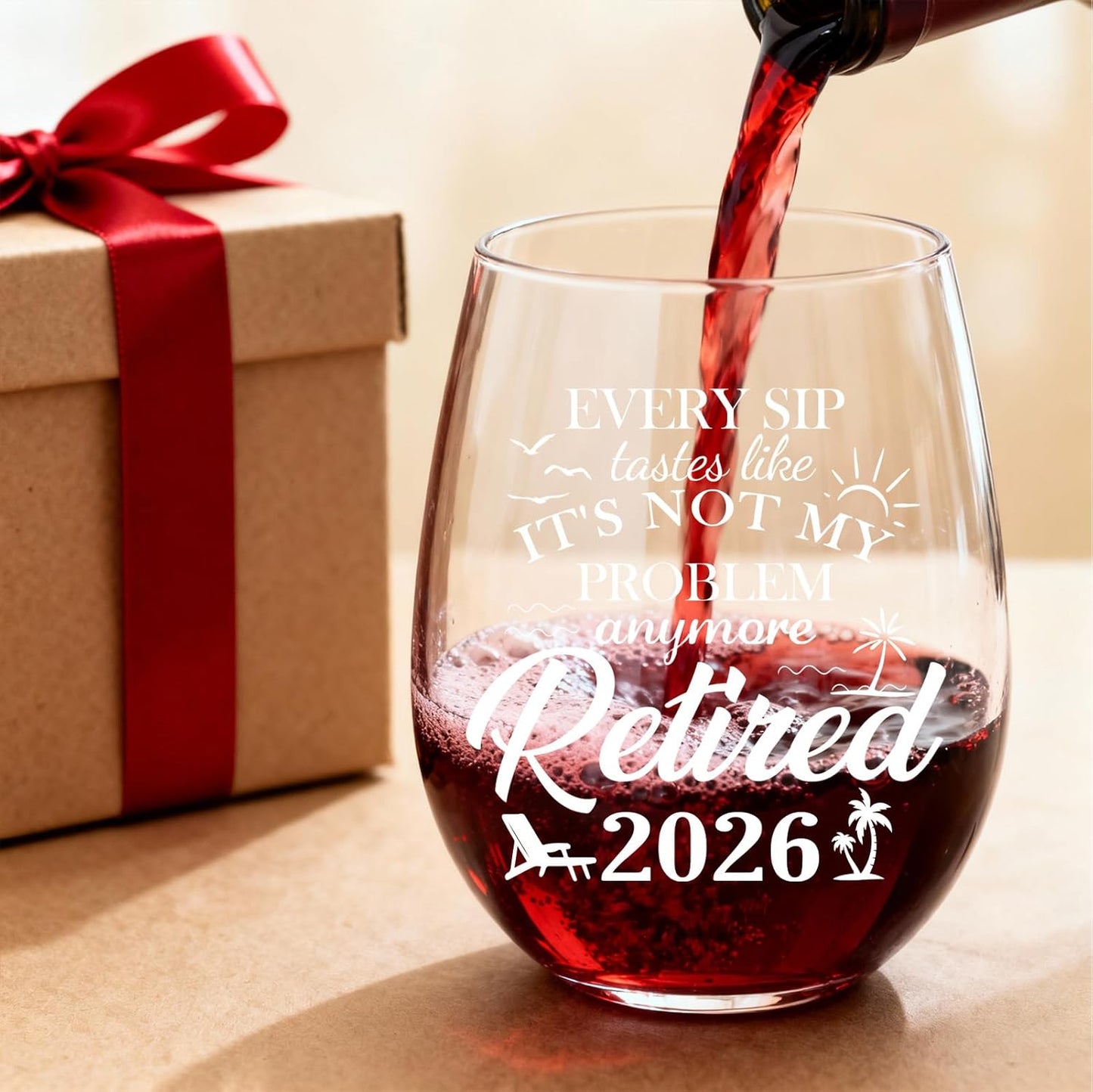 Retirement Gift for Woman & Men 2026 - Funny Retirement Gifts for Women with "Not My Problem Anymore", Farewell Goodbye Gifts for Coworkers, Boss, Friend, Teacher or Mom - 19OZ Stemless Wine Glass
