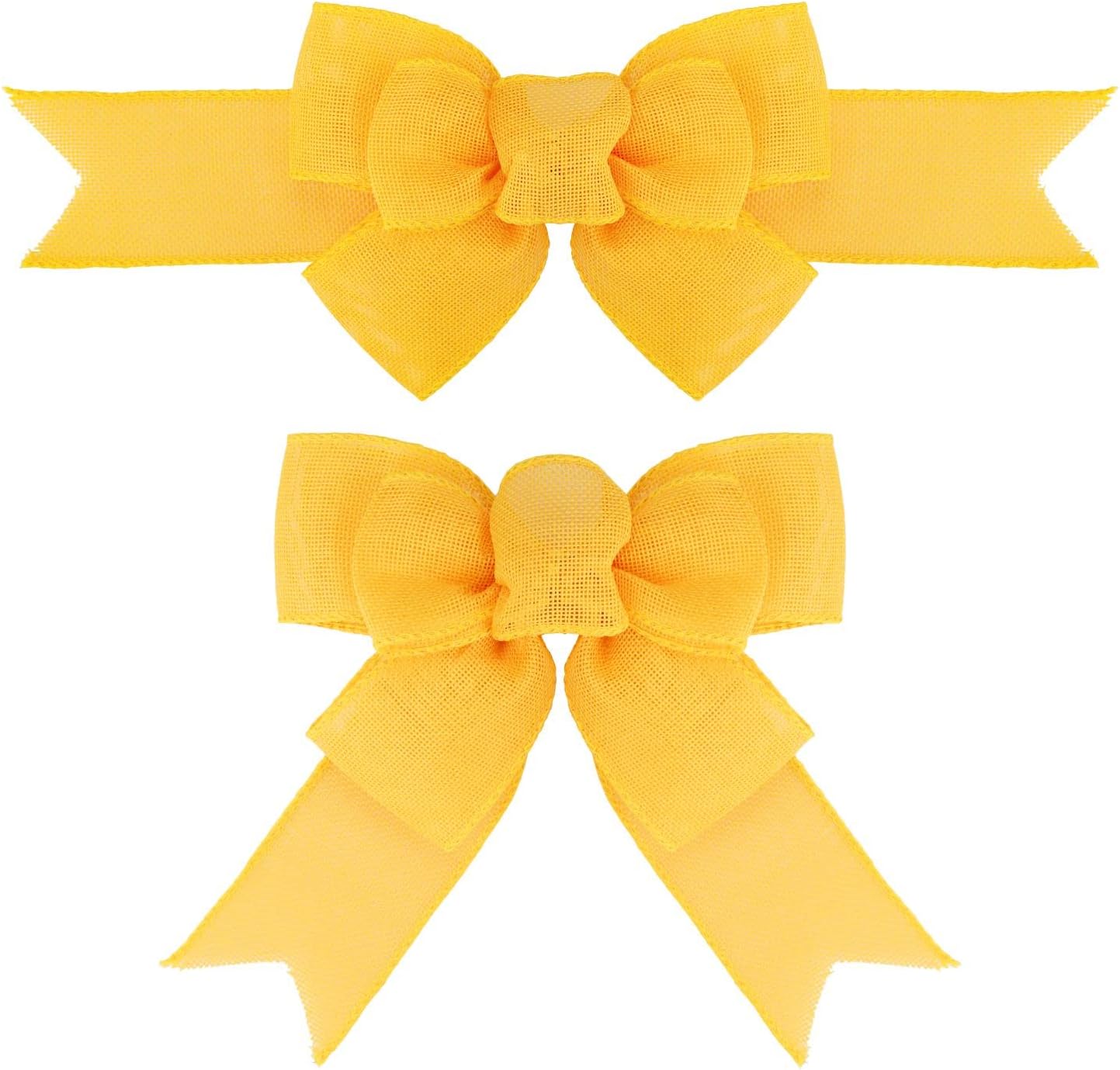 Meseey Yellow Wired Ribbon - Handmade Burlap Bows for Wreaths & Gift Wrapping | 2 Pcs Set