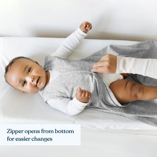 HALO SleepSack, 100% Cotton Wearable Blanket, Swaddle Transition Sleeping Bag, TOG 0.5, Heather Grey, Small