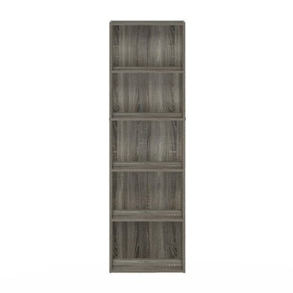 Furinno LUDER Book Shelf, 5-Tier Bookshelf, Bookcase with Open Shelves, 9.4 x 15.8 x 52, Easy Assembly, for Living Room, Bedroom, Home Office, French Oak