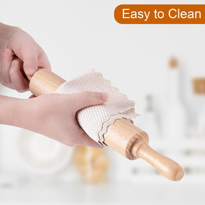 AISOSO Wooden Rolling Pin - 15.75 Inches Nonstick Dough Roller with Handles | Classic Light Yellow Baking Essential