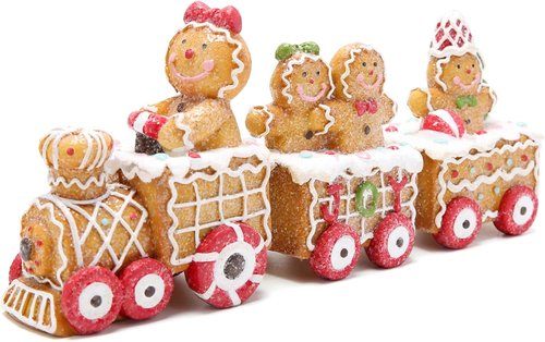 Hodao Christmas Decorations - Cute Gingerbread Man Train Figurines for Tabletop Centerpiece | Winter Home Decor