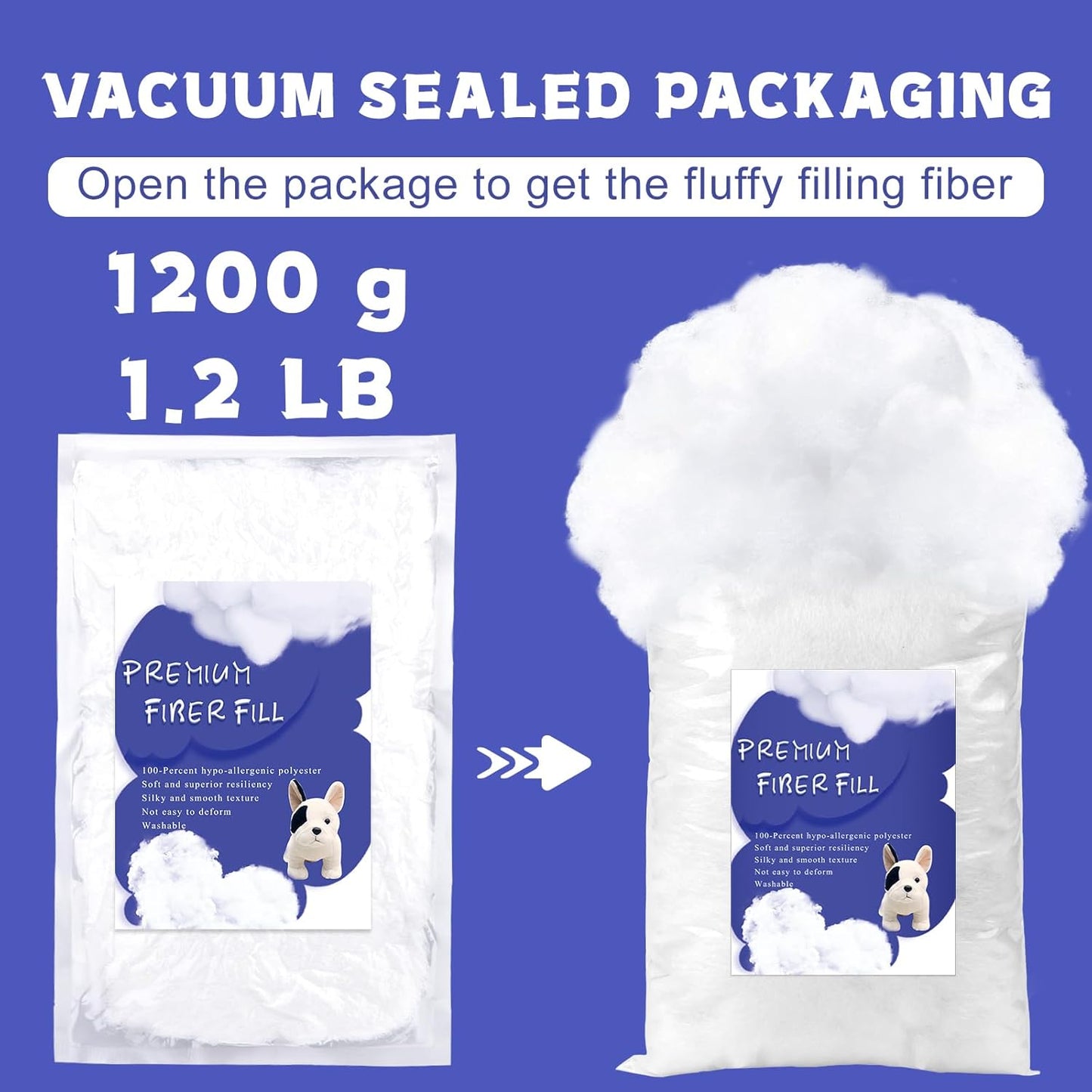 BUTUZE Polyfill Stuffing - 2.6lb Fiberfill for Crafts & Home Decor Projects | Resilient Polyester Fiber