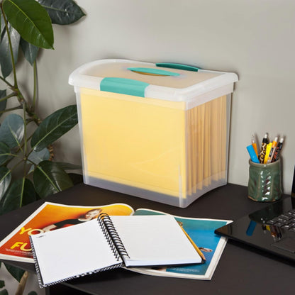 Sterilite Large Nesting ShowOffs - Stackable Storage Bins with Latching Lid | Clear Plastic, 6-Pack for Office Organization