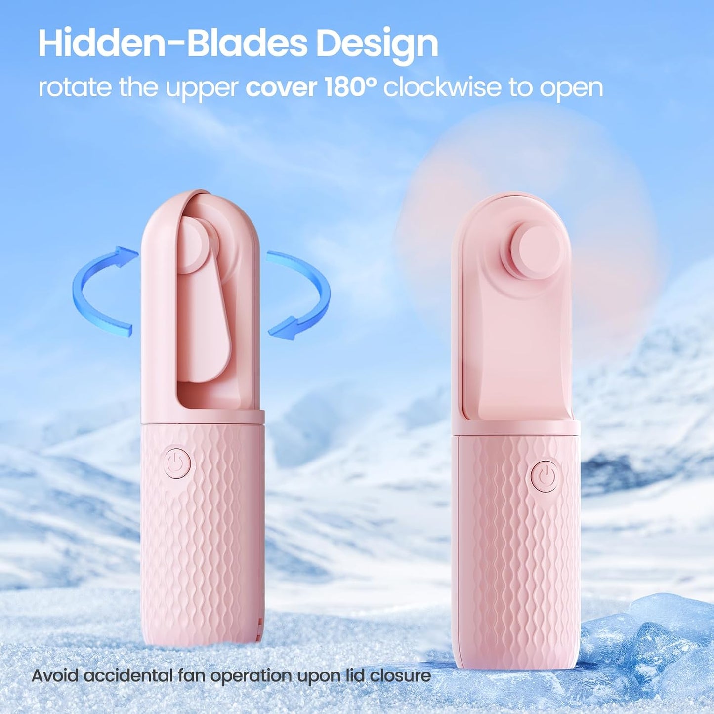 Skiennix Handheld Mini Fan - Rechargeable Portable Fan with 15-Hour Battery Life | Pink Travel Essential