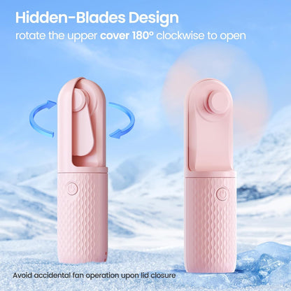 Skiennix Handheld Mini Fan - Rechargeable Portable Fan with 15-Hour Battery Life | Pink Travel Essential