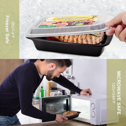 Skiennix Meal Prep Containers - 32oz Reusable, Leakproof, BPA-Free | Microwave & Dishwasher Safe - 15 Pack