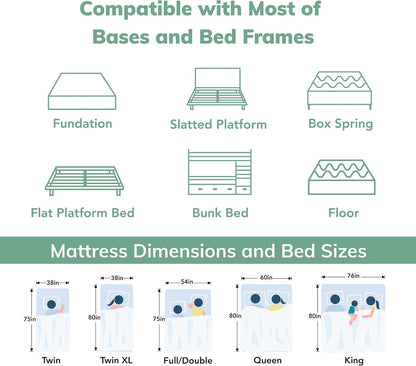 MLILY EGO Twin Mattress - Green Tea Memory Foam with Cooling Gel | Fiberglass-Free & CertiPUR-US Certified