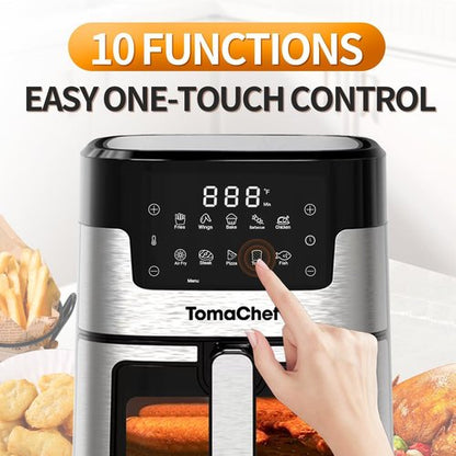 Air Fryer 10-in-1 by [Brand Name] - 5.3QT Compact Oil-Free Cooker with Digital Control | Healthy Cooking in Black