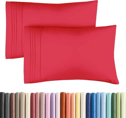 King Pillow Cases by [Brand Name] - Ultra Soft Hotel Quality Covers | Comfy, Cooling & Wrinkle Free - 2 Piece Set in Red